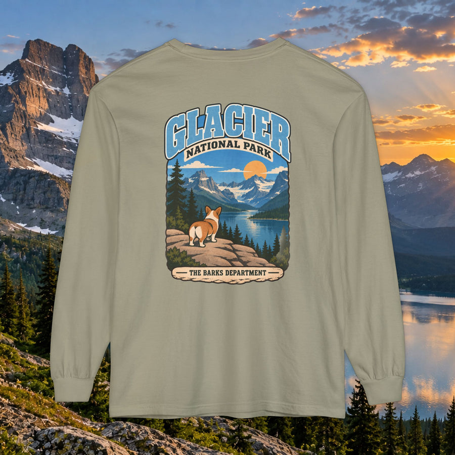 Glacier National Park Corgi Long Sleeve T-Shirt
